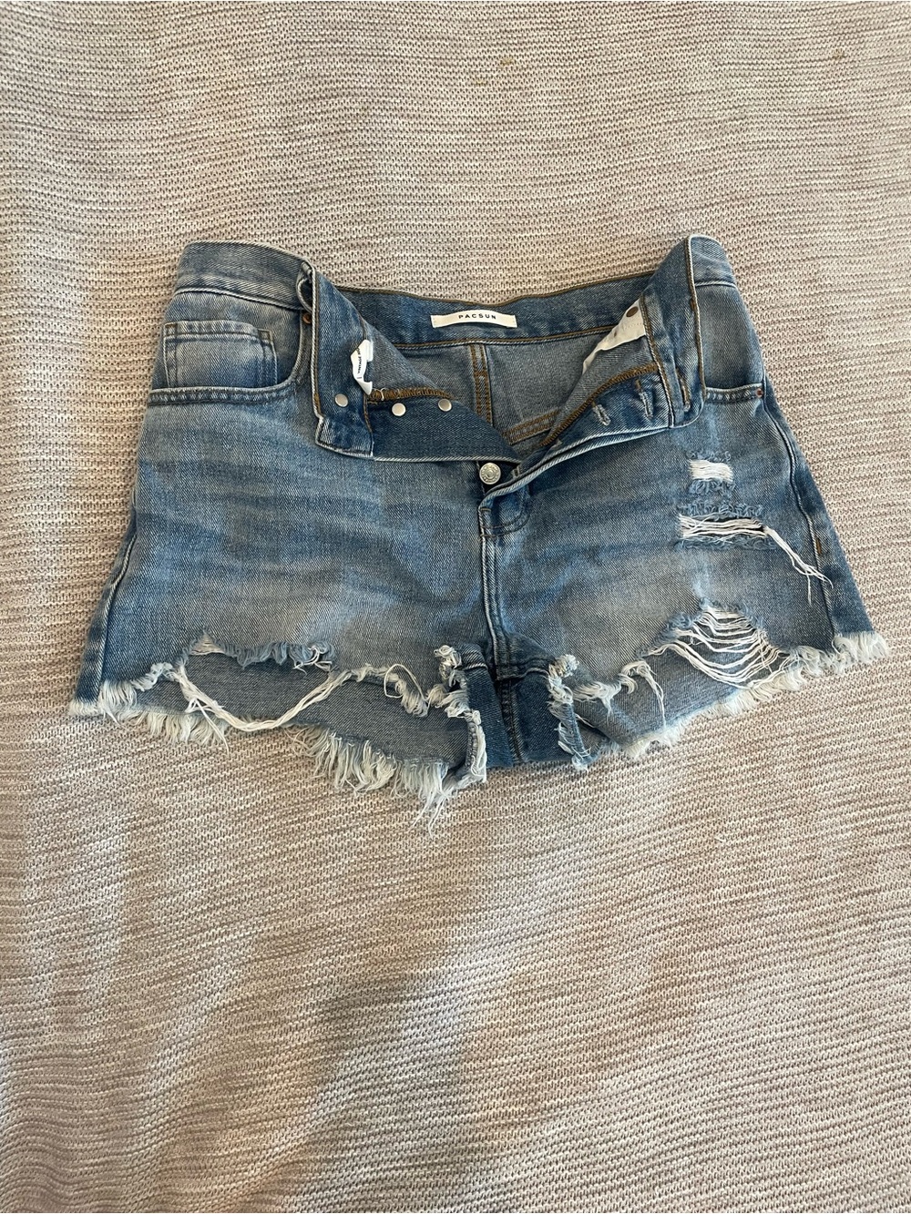 PacSun Medium Blue Distressed Denim Cutoff Shorts
